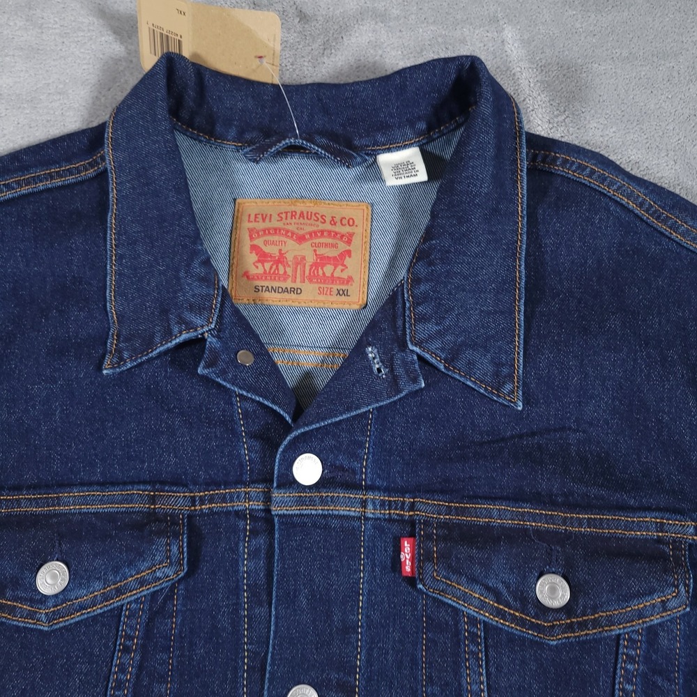 Levi's Denim Trucker Jacket Mens 2XL Standard Fit Indigo Blue MSRP $89.50 - Picture 2 of 12